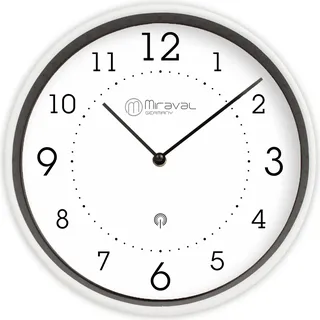 Miraval Design Funk-Wanduhr mit Kunststoffgehäuse 250 mm geräuschlos - 4-MV1624-2 - Weiß