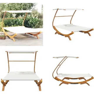 vidaXL Loungebett mit Dach 165x203x138 cm Bugholz Massiv Creme - Hängematte - Hängematten - Garten Hängematte - Garten Hängematten - Creme