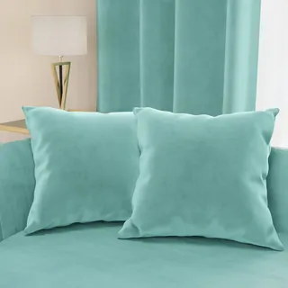 Petti Artigiani Italiani - 2 Samtsofakissen mit Polsterung, Kissenbezüge für Schlafzimmer, Schlafzimmer, Möbelkissen aus Samt mit verdecktem Reißverschluss, Tiffany, 2 Stück - 30 x 30 cm