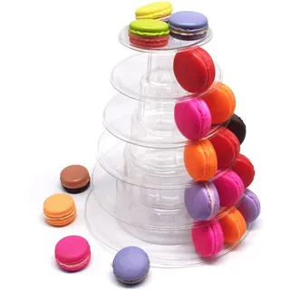 Macaron Kuchenständer mit 6 Ebenen, für Macarons, rund, transparent, Cupcake, Macarons, für Geburtstag, Party, Hochzeit, Kuchen