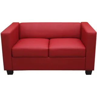 MCW 2Er Sofa Rot , Leder , 137x70x75 cm , Wohnzimmer, Sofas & Couches, Sofas, 2-Sitzer Sofas