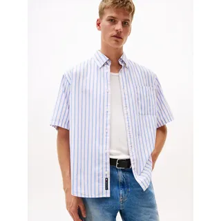 Tommy Hilfiger Tommy Jeans Kurzarmhemd »TJM POPLIN RLX SS SHIRT EXT« Mit Rundhalsausschnitt, beige