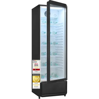 Exquisit Getränkekühlschrank 280 l - Gastro Kühlschrank mit Glastür | Umluft-Kühlung, LED-Beleuchtung, 5 verstellbare Ablagen, Flaschenkühlschrank für Gastronomie und Büro mit Isolierglastür