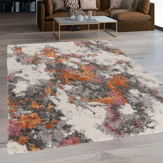 Paco Home Hochflor-Teppich »Vincenza 281« rechteckig 34 mm Höhe samtweich und kuschelig, modernes Design, Used Look, bunt