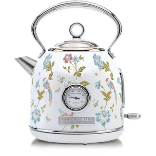 Laura Ashley Elveden Weiß Kabelloser Elektrischer Wasserkocher von VQ. Edelstahl-Wasserkocher 1.7 Litern, Energieeffiziente 2,2 kW Schnellkochtechnologie mit Überhitzungsschutz und Temperaturanzeige