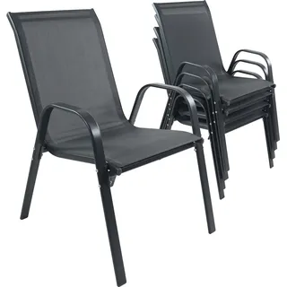 Gartenstuhl VCM "4-tlg. Gartenstuhl Stapelstuhl Textilene Sonlas", anthrazit, B:56cm T:73cm, Obermaterial: 80% Textilmaterial TEXMAT. 20% Metall MT., Stühle, Gartenstuhl