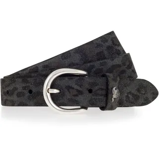 Ledergürtel MUSTANG "Lauren", Damen, Gr. 85, grau (schwarz anthrazit), Leder, Gürtel Ledergürtel, mit Animal-Print, 2,5 cm breit, Made in Metzingen