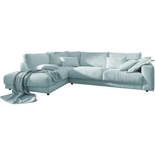 KAWOLA Sofa MADELINE Ecksofa Cord hellblau Recamiere links - Hellblau