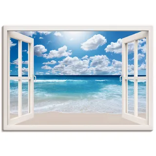 Artland Wandbild »Fensterblick Großartige Strandlandschaft«, Fensterblick, (1 St.), als Leinwandbild, Poster, Wandaufkleber in verschied. Größen, weiß