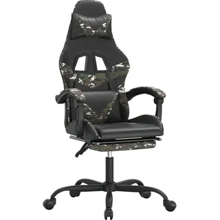 vidaXL Gamingstuhl mit Fußstütze Drehbar Schwarz Tarnfarben Kunstleder - Grün