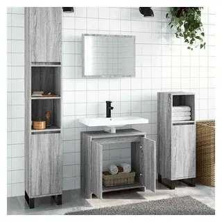 vidaXL Badmöbel-Set Grau Sonoma 2-tlg. Holzwerkstoff