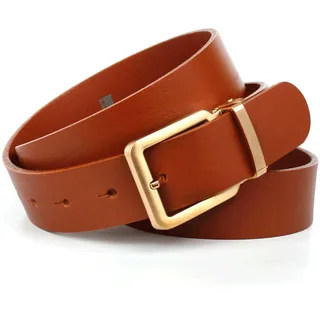 Ledergürtel ANTHONI CROWN, Herren, Gr. 11,5, braun (cognac), Leder, unifarben, Gürtel Ledergürtel, mit mattgoldfarbener Dornschließe mit Klemmsystem