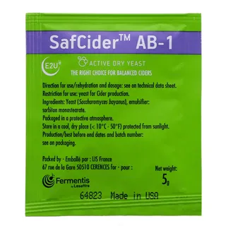 Fermentis Safcider 5 g Trockenhefe für Apfelwein Wein vergären für 20-30 Liter Cider Ciderhefe