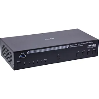 InLine KVM Switch 4-Fach HDMI Multiviewer 4K 60Hz Pip PBP Quad USB Hub Umschaltung Hotkey Taste IR OSD RS-232 Plug & Play schwarz