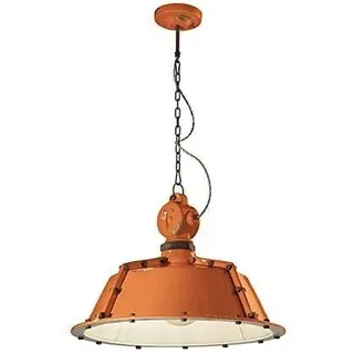 Industrielle Kronleuchter Eisen und Keramik Vintage Orange 1 Licht E27 52Cm - Orange