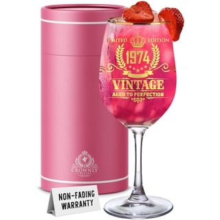 CROWNLY CRYSTAL® Geburtstagsgeschenk Für Frauen Personalisierte Geschenke Frauen 1974 Weingläser Mit Gravur 50. Geburtstag Frau Pinke Geschenke Für Frauen Geschenke Für Frauen Ab 50 Geburtstag