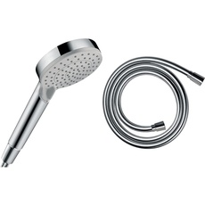 hansgrohe Duschset mit wassersparendem Duschkopf Vernis Blend, Sparduschkopf ca. 5l/min, 2 Strahlarten + Brauseschlauch Isiflex, Duschschlauch 1,60m (Chrom)