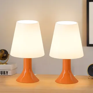 ZMH Tischlampe mit Kabel Nachttischlampe 2er Set orange Tischleuchte E14 Wohnzimmer Tischlampen Moderne Landhausstil für Esstisch Schlafzimmer - Orange
