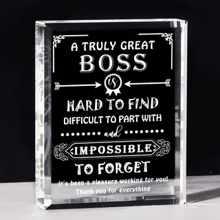 Movdyka Gravierter Kristallboss, Geschenk für Damen und Herren, tolles Wertschätzungsgeschenk für die Beste Boss-Lady, Schreibtischdekoration, Briefbeschwerer, Geschenk für den Abschied, Ruhestand