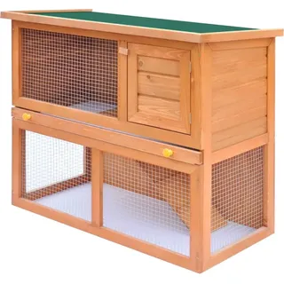 vidaXL Kaninchenstall Kleintierhaus Hasenstall 1 Tür Holz - Braun
