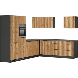 kochstation Winkelküche L-Form 300 x 240 cm beige