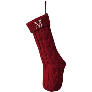 INF Bestickter Weihnachtsstrumpf mit Buchstaben M - Gestrickte Dekoration