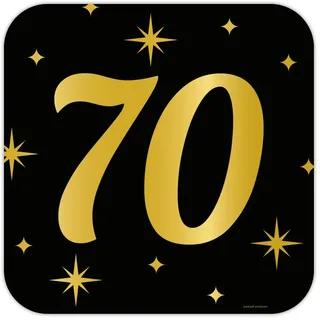 PD-Party - 70. Zeichen / Fenster Dekoration für 70. Geburtstag - Deko Geburtstag - Jubiläum Dekoration - Schwarz Gold Deko - Party Deko - 70. Geburtstag Junge & Mädchen - Geburtstags Deko - 50x50 cm