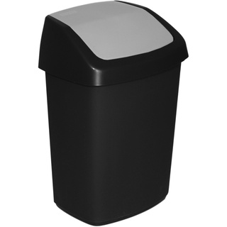 Curver Abfalleimer Swing-Top 25l in schwarz/grau, Plastik, 35 x 25 x 10 cm