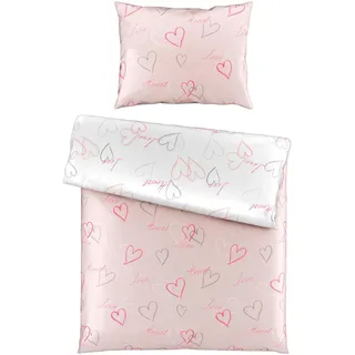 Esposa Wendebettwäsche , Rosa , Textil , Herz , 140x200 cm , Textiles Vertrauen - Oeko-Tex® , atmungsaktiv, hautfreundlich, schadstoffgeprüft , Heimtextilien, Bettwäsche & Leintücher, Bettwäsche, Wendebettwäsche