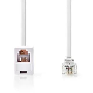 Nedis RJ11 Telekom-Verlängerungskabel, flaches Design, RJ11-Stecker auf Buchse, 10 m, Weiß