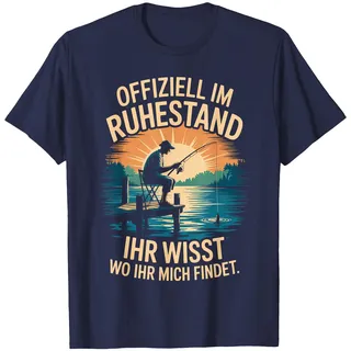 Offiziell Im Ruhestand Angler Geschenk Abschied Angeln T-Shirt, Herren, Marineblau, S