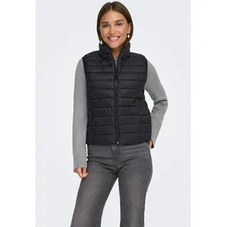 Steppweste ONLY "ONLTAHIA LW QUILTED WAISTCOAT OTW CC OTW", Damen, Gr. XS, schwarz, Steppware, Obermaterial: 100% Nylon, unifarben, regular fit normal, Westen Steppweste, leicht glänzende Oberfläche