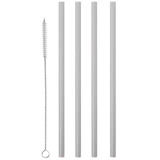 Metaltex Strohhalme 253135001, aus Kunststoff, Länge 21cm wiederverwendbar, Reinigungsbürste