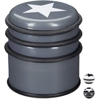 Relaxdays Türstopper für den Boden, Türpuffer für Fenster & schwere Türen, Türhalter mit Stern-Motiv, 8 cm, dunkelgrau