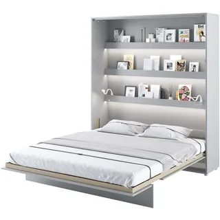 Furniture24 Schrankbett Bed Concept, Wandklappbett mit Lattenrost, V-Bett, Wandbett Bettschrank Schrank mit integriertem Klappbett Funktionsbett BC-13, 180 x 200 cm, Grau/Grau, Vertical - Grau