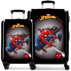 Marvel Spiderman Red Kofferset Schwarz 55/68 cms Hartschalen ABS Kombinationsschloss 104L 4 Doppelräder Handgepäck