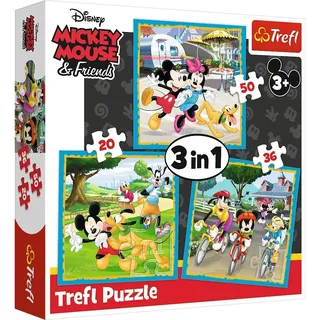 Trefl Trefl, Puzzle, Micky Maus mit Freunden, Disney Mickey Mouse and Friends, von 20 bis 50 Teilen, 3 Sets, für Kinder ab 3 Jahren