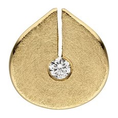 SIGO Anhänger 585 Gold Gelbgold eismatt 1 Diamant Brillant Diamantanhänger