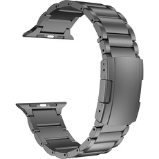 MaKTech Titan-Armbänder,Metallband mit Schildkrötenschnalle,Kompatibel mit Apple Watch Series 9/Ultra 2/SE/8/7/2023 (41mm/40mm,Weltraumgrau)