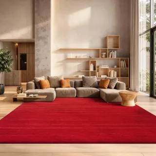 SAFAVIEH Modern Teppich für Wohnzimmer, Esszimmer, Schlafzimmer - Adirondack Collection, Kurzer Flor, Rot und Grau, 183 X 274 cm