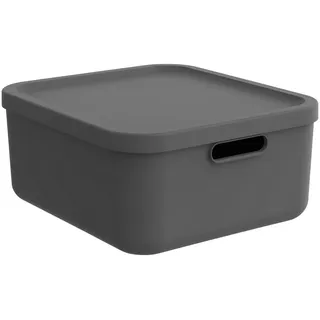 Rotho Box MIT Deckel , Anthrazit , Kunststoff , Uni , 35.5x17.7x39.5 cm , BPA-frei, Reach, DIN EN ISO 14001, DIN EN ISO 9001 , Tragegriff, Deckel abnehmbar, stapelbar, recycelbar, integrierte Durchlüftung , Ordnen & Aufbewahren, Dekoboxen & Aufbewahrungsboxen, Stapelboxen