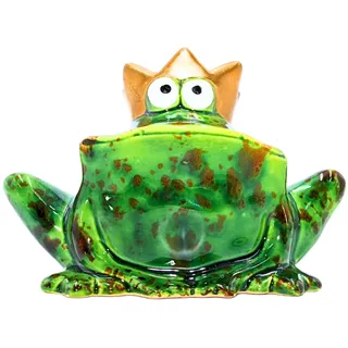 Dekohelden24 Deko Frosch mit Goldener Krone 12 cm Grün