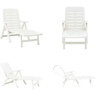 vidaXL Klappliege Kunststoff Weiß - Sonnenliege - Sonnenliegen - Gartenliege - Gartenliegen - Weiß