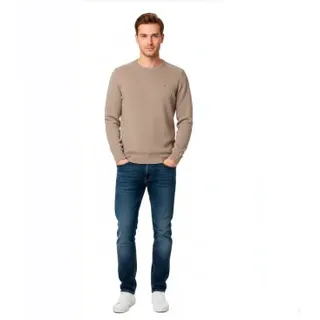 Tommy Hilfiger Tommy Jeans für Herren. DM0DM21787 Zeitloser brauner Pullover (L), Lässig, Baumwolle, Taupe