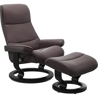 Fußhocker STRESSLESS "View", rot (bordeaux paloma), B:57cm H:40cm T:47cm, Hocker, Fußhocker, mit Classic Base,Gestell Schwarz