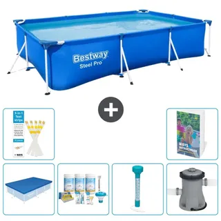 Bestway Steel Pro Rechteckig - 300x201x66 cm - 7-teilig S52 - Blau