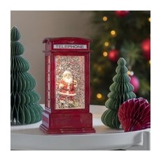 LED Deko Telefonzelle mit Weihnachtsmann in Rot 0,1W