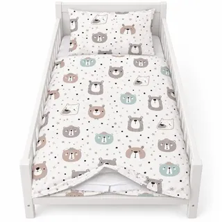 FlyIdeas Baby Bettwäsche Komplett Set 120x150 cm, 100% Reine. Baumwolle Baby Decken Set mit Kissenbezug fur Neugeborenen Kinderbett Stubenwagen & Wiegen, Made in EU