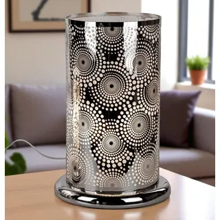 Formano Touch Lampe Kreise Edelstahl Tischleuchte 24x15x15cm 3 fach Touch-Dimmer - Silber