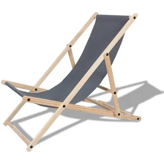 SWANEW Liegestuhl Klappbar Gartenstuhl Holz Sonnenliege Klappstuhl Campingstuhl Strand Grau - Grau